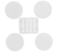 Abaodam Moules en Résine Époxy pour sous-Verres DIY avec Support | Silicone Blanc, Surface Lisse et Souple, Démoulage Facile, Rangement pour Quatre Pièces, Usage Créatif