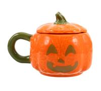 Abaodam Mug en Céramique Citrouille pour Halloween avec Couvercle, Design Festif Orange, Prévient Éclaboussures et Conserve la Chaleur, Moments Café