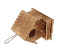 Abaodam Nichoir Extérieur en Bois Massif de Pin Brûlé 17,5 X 18,2 X 17,2 Cm, Abri Hivernal Suspendu pour Colibris, Maison de Nidification pour Jardin, Terrasse et Porche, Nid D’Oiseaux