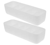 Abaodam Organisateur de Tiroir 2 Pièces pour Vêtements en Plastique Blanc, Boîte de Rangement Empilable 5 Compartiments Solides pour Chaussettes