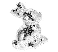 Abaodam Ornement Lapin Statue De Lapin Disco Décor De Lapin pour Mode Lapin pour Soirée Disco Petits Ornements De Boule Disco Statue De Lapin Miroir Mousse