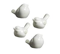 Abaodam Ornement Oiseau en Céramique Blanc Minimaliste 4 Pièces, Statue Oiseau Abstraite Écologique, Décor Créatif pour Bureau, Maison Et Voiture
