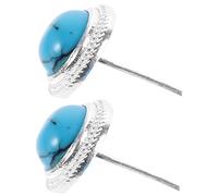 Abaodam Paired de Boucles D’Oreilles pour Femme en Argenté Incrustation Turquoise Bleue 8 MM Petites Puces D’Oreilles Élégantes Bijoux en Turquoise Adaptées Usage Quotidien et