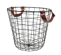 Abaodam Panier à Bûches Rond en Fil de Fer avec Poignée, Structure Ventilée en Fer, Grosse Capacité, pour Maison et Camping