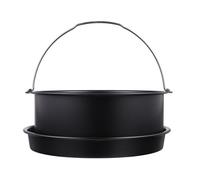 Abaodam Panier de Friteuse à Air en Acier au Carbone 18 Cm Antiadhésif Plateau à Pizza 18 Cm pour Cuisson Gâteau, Pâtisserie et Pizza, Kit 2 Pièces Compatible Airfryer, Cuisson Saine