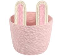 Abaodam Panier de rangement pendaison salle couvercle organisateur de stockage poubelle boite rangement boite de rangement paniers tressés paniers à collation tissés tissu non tissé rose