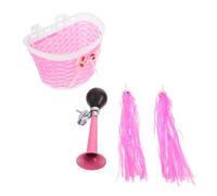 Abaodam Panier Tressé Garçon Fille avec Rubans Décoratifs pour Guidon Trompette et Pompons Kit Accessoires et Trottinette pour Filles et Garçons Installation Facile et Matériaux Robustes