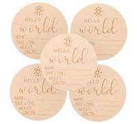 Abaodam Panneau Dannonce De Naissance En Bois Pour Bébé 5 Pièces Panneau De Naissance Annonce Du Nom De Bébé Forme Ronde Accessoire De Photographie Pour Bébé