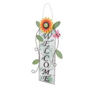 Abaodam Panneau de Bienvenue Tournesol en Fer Décoratif pour Jardin et Café, Style Chic et Simulation, Résistant la Déformation, Décoration Murale Extérieure