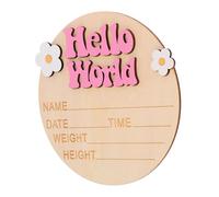 Abaodam Panneau de Naissance Bonjour le Monde pour Chambre Panneau Prénom Décoratif Accessoire Photo