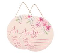 Abaodam Panneaux en Bois Naissance Bébé 2pcs, Accessoire Indispensable Naissance, Décoration Chambre Bébé, Panneau Prénom Personnalisé Rose