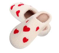 Abaodam Pantoufles Couple Cœur Chaudes et Confortables Antidérapantes pour Intérieur Hiver Automne Adaptées Femmes et Hommes