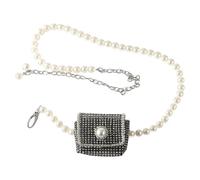 Abaodam Paquet Banane Femme à Chaîne de Perles Synthétiques Mini Pochette Élégante de Cristaux Rangement Compact pour Clés et Rouge à Lèvres Accessoire Mode pour Soirée et Sortie