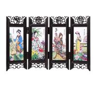 Abaodam Paravent Pliable en Résine Style Chinois Rétro, Écran Décoratif Miniature à Quatre Beautés, Décoration de Fête Verre Dépoli Noir, Séparateur de Pièce Élégant Style Plusieurs Styles
