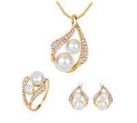 Abaodam Parure Collier et Boucles Oreilles Perles pour Femme Bijoux Oreille Pendantes Assortiment de Bijoux de Mariage
