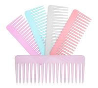 Abaodam Peigne à Dents Larges en Plastique 5pcs pour Cheveux Mouillés et Bouclés, Robuste et Confortable, Couleurs Variées, pour Démêler
