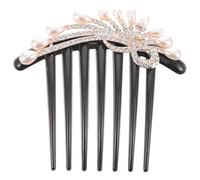Abaodam Peigne Côté Cheveux Noir en Métal Léger Strass et Perles, Facile à Clipser, Accessoire Élégant pour Anniversaire ou Rendez-femmes et Adolescentes