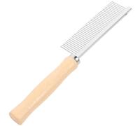 Abaodam Peigne de Toilettage en Bois à Dents en Acier Inoxydable, Simple Rangée, Poignée Antidérapante, pour Chien et Chat, Élimine les Nœuds Puces Efficacement