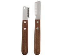 Abaodam Peigne de Toilettage pour Animaux 2pcs Brosse Démêlante Confortable Lame en Acier Inoxydable Manche en Bois pour Chien et Chat Professionnels