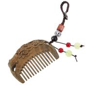 Abaodam Peigne en Bois de Santal Sculpté Lotus Poisson, Mini Format | Style Vintage Oriental, Usage Maison et Voyage, Cordon Tressé Inclus, Finition Artistique, Objet Décoratif