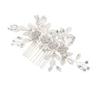 Abaodam Peigne Latéral en Métal et Résine Argentée pour Mariée Vintage Confortable et Sécurisé Style Élégant et Raffiné pour Cérémonie Intérieure