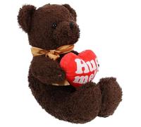 Abaodam Peluche Ours en Peluche 40 CM Marron Cœur en Doux pour Cadeaux de Saint-Valentin et Décoration Intérieure Animale Câline pour Garçon et Filles et Collection