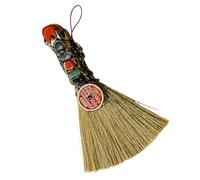 Abaodam Pendentif Balai de Sorcière en Cristal Naturel Rouge Jaspe Mini Décoration Feng Shui 1 Pièce pour Halloween Accessoire Contemplation Ésotérique Antimaléfique