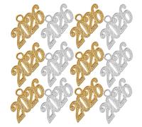Abaodam Pendentif Chiffre 2026 en Alliage Galvanoplastie Doré et Argenté, Breloques Grand Format pour Bijoux Diy, Accessoire Créatif Féminin, Création Bracelet et Collier Annuelle