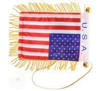 Abaodam Pendentif Drapeau Voiture Suspendu Double Face Pompon et Ventouse, Mini Décorations Voiture, Accessoires Rétroviseur, Drapeau Américain pour Intérieur Automobile, Décoration