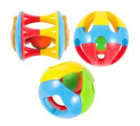 Abaodam Perroquet Balle à Mâcher en Plastique 3 Pièces pour Petits Oiseaux Perruches Accessoires Cage Divertissant Limage des Dents Couleur Aléatoire
