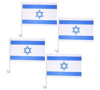 Abaodam Petit Drapeau d'Israël Voiture 4 Pièces 30x45cm Polyester Décoration Fenêtre Usage Automobile