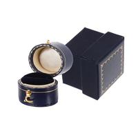 Abaodam Petite Boîte à Bijoux Ovale Vintage en Similicuir Bleu Foncé Mini Écrin Compact pour Bagues Coffret Portable et Robuste Rangement pour Cérémonie et Usage Quotidien