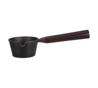 Abaodam Petite Casserole en Fonte Noire avec Poignée en Bois, Conductivité Thermique et Cuisson Rapide, pour Œufs et Soupes la Maison Pâtisserie