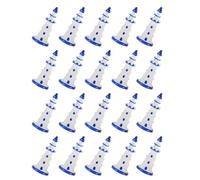 Abaodam Phare Miniature en Résine Bleu Bordure, Lot de 20 Pièces, Décoration Méditerranéenne pour Maison de Poupée, Ornement Décoratif de Table Nautique, Accessoire Micro-paysager