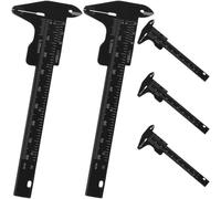 Abaodam Pied à Coulisse à Double Échelle pour Sourcils 5 Pièces en Plastique Noir, Facile à Lire et Coulisse Fluide, Accessoire de Maquillage Précis pour Mesurer L'espacement des Sourcils