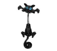 Abaodam Piercing Nombril Acier Inoxydable Pendentif Chat et Scintillants pour Soirée et Sortie Entre Amis Femme Confortable