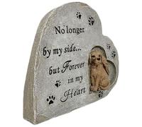 Abaodam Pierre Commémorative en Résine pour Animaux de Compagnie, Monument Funéraire Cœur pour Chien, Statue de Jardin Solide pour Souvenir Extérieur, Présent Mémorial Personnalisé