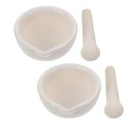 Abaodam Pilon en Céramique Blanc 2pcs avec Bec Verseur Cuisine, Broyage de L’ail Épices, Préserve Saveurs Naturelles