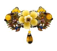 Abaodam Pince à Cheveux Vintage pour Queue de Cheval, Barrette Portable en Alliage Jaune, Légère et Élégante pour Soirées et Anniversaires