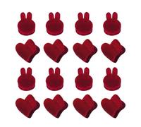 Abaodam Pinces à Cheveux Mini Forme Cœur et Tête de Lapin Accessoires Décoratifs Dents Fortes Lot de 16 en Tissu Rouge pour Routine Beauté du Matin