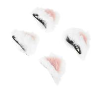 Abaodam Pinces à Cheveux Oreilles de Chat Poilues Blanches 2 Paires, Accessoires pour Cheveux Filles, Décoration de Fête Halloween Cosplay, Clips Doux et Antiglisse pour Garçon et Filles