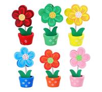Abaodam Pinces Mémo Accessoires Décoratifs Pratiques en Bois Forme Pot de Fleurs Créatives Lot de 6 Support Photo Solide Plusieurs Styles pour Pubs et Anniversaires Plusieurs Styles