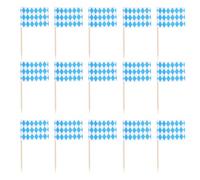 Abaodam Piques à Cocktail Drapeaux en Cure-dents Bâtonnets en Bois Légers et Décoratifs Bleu et Blanc 200 pour Fête Bière pour Cupcakes et Fruits