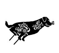 Abaodam Piquet Décoratif Extérieur en Fer Noir Motif Chien en Relief 3D Ornement de Jardin Animal de Pelouse Piquet de Jardin Décoratif pour Espace Vert Décoration Résistante aux