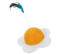 Abaodam Planche à Gratter Ronde Jaune D'œuf en Bois Corde Résistante et Peluche, Interactif pour Chaton, Prévient Les Dégâts et Convient à Tout Intérieur Couleur Couleur Aléatoire