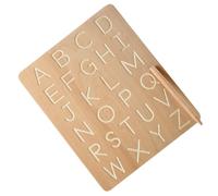 Abaodam Planche de Traçage Double Face en Bois de Hêtre pour Lettres et Chiffres Tableau D’Écriture Montessori Éducatif pour Garçon et Filles Outil de Pochoir Alphabet et Chiffres
