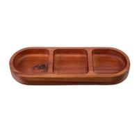 Abaodam Plateau de Service en Bois Naturel à 3 Compartiments pour Accompagnements, Assiettes Apéritif Élégantes et Pratiques pour Petit-déjeuner et Barbecue