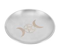 Abaodam Plateau Pentagramme en Acier Inoxydable, Plateau Décoratif à Bougie Métal, Assiette D'autel Ronde 25 Cm, Usage Cérémonial et Rituel, Accessoire Décoration Maison Style Aléatoire