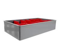 Abaodam Plateau Tiroir-caisse à 5 Compartiments Rouge 2 Séparateurs Amovibles, Boîte à Monnaie pour Magasin, Bureau ou Petite Entreprise, Support de Rangement pour Billets et Pièces