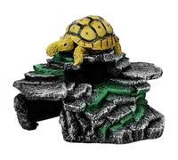 Abaodam Plateforme pour Tortues Aquatiques en Résine Noire, Décor Roche pour Aquarium, Rampe de Repos Stable et Lisse, Accessoire Multifonctionnel pour Habitat Reptiles, Facile à